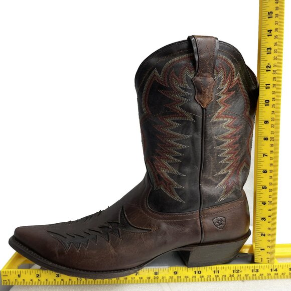 Ariat Brown Leather Western Cowboy Biker Boots Men's 10.5 EE Wide - Picture 12 of 12